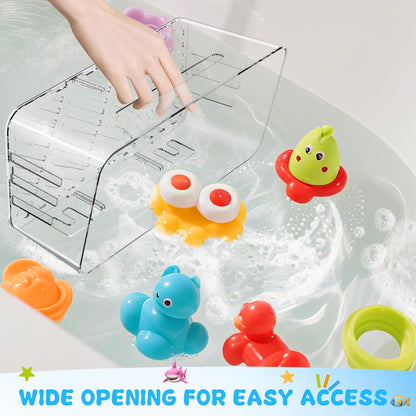Bath Toy Storage, Large Bath Toy Holder - 3 Compartments, Quick-Dry