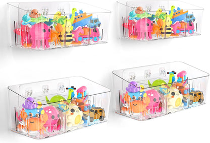 Bath Toy Storage, Large Bath Toy Holder - 3 Compartments, Quick-Dry
