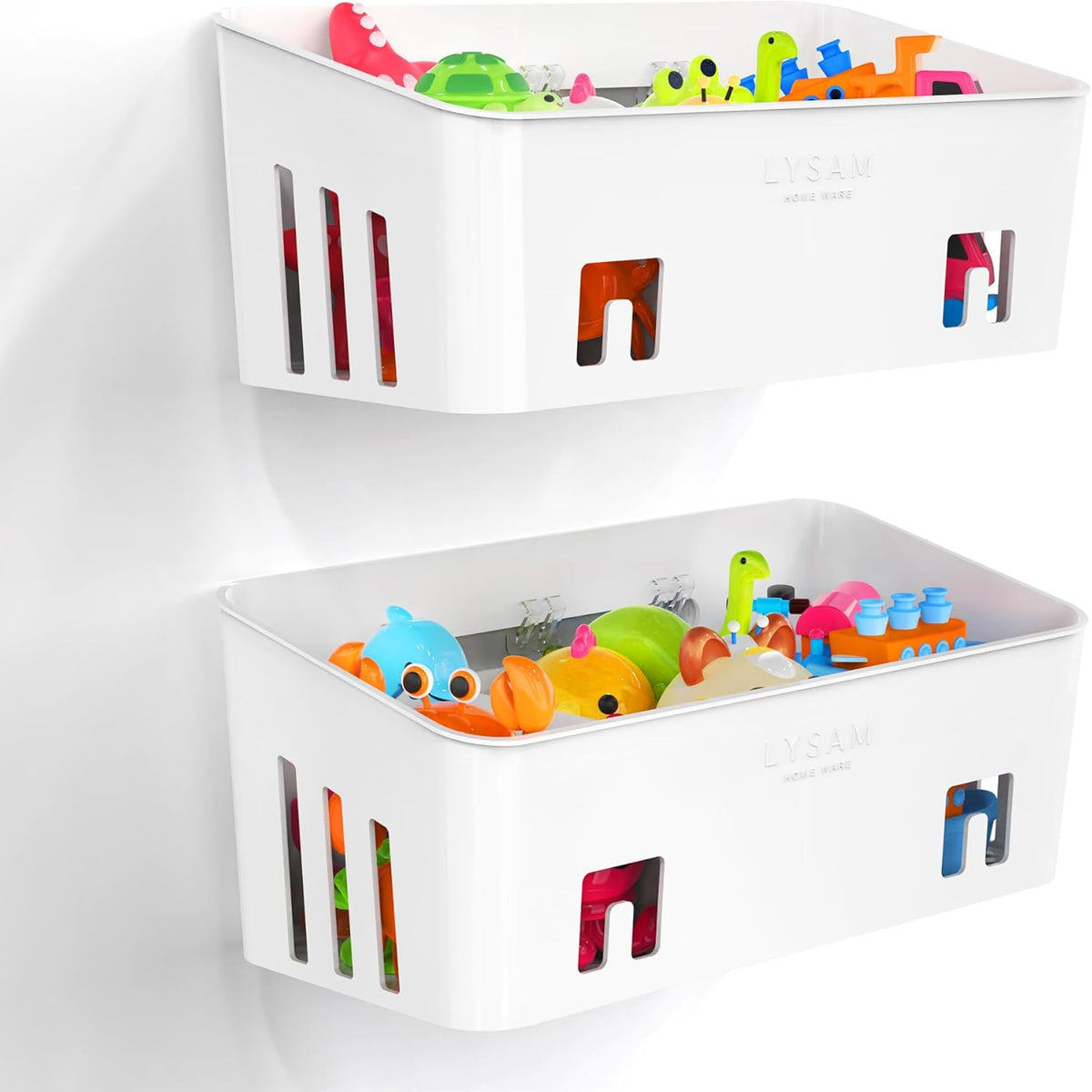 Bath Toy Storage, Large Bath Toy Holder - 3 Compartments, Quick-Dry