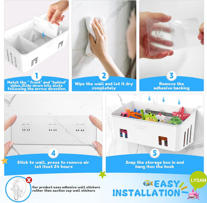 Bath Toy Storage, Large Bath Toy Holder - 3 Compartments, Quick-Dry