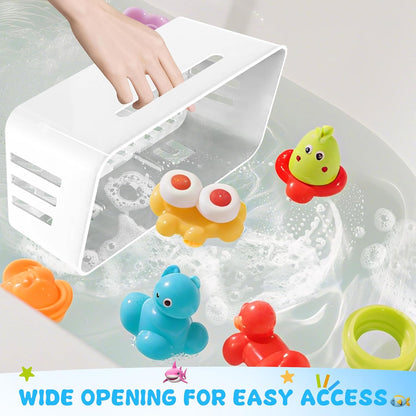 Bath Toy Storage, Large Bath Toy Holder - 3 Compartments, Quick-Dry