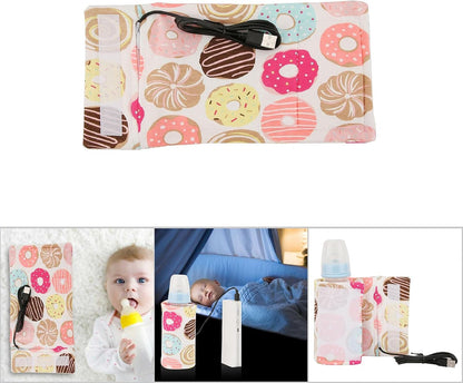 Portable Keep Bottle Warm, USB Travel Milk Heat Keeper, Baby Bottle Keep Warmer for Car Tavel, Storage Cover Insulation Thermostat(Donut, 12)