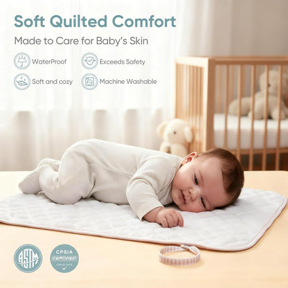 Spirich 3-Pack Reversible Changing Pad Liners, Waterproof & Wipeable Diaper Changing Mat, Thick Terry & 100% Cotton Knit, Portable Baby Changing Pad