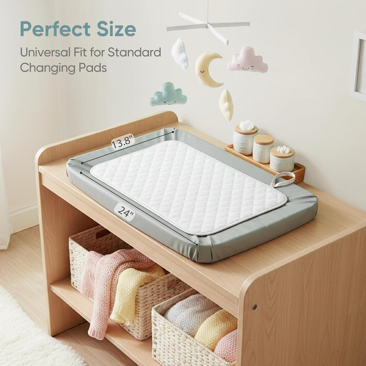 Spirich 3-Pack Reversible Changing Pad Liners, Waterproof & Wipeable Diaper Changing Mat, Thick Terry & 100% Cotton Knit, Portable Baby Changing Pad