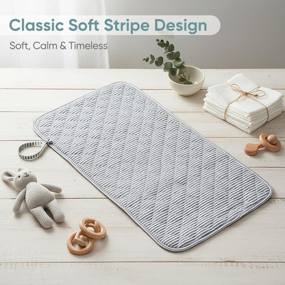 Spirich 3-Pack Reversible Changing Pad Liners, Waterproof & Wipeable Diaper Changing Mat, Thick Terry & 100% Cotton Knit, Portable Baby Changing Pad