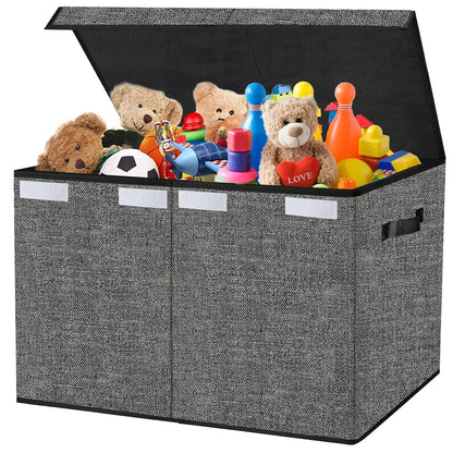 Large Foldable Toy Storage Box with Lid,Plush Toy Organizer Chest