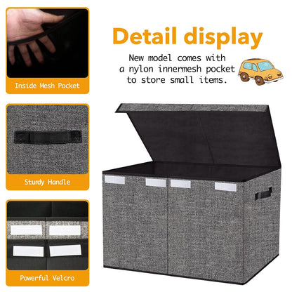 Large Foldable Toy Storage Box with Lid,Plush Toy Organizer Chest