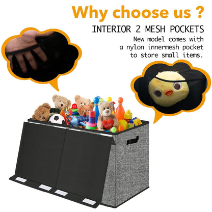Large Foldable Toy Storage Box with Lid,Plush Toy Organizer Chest