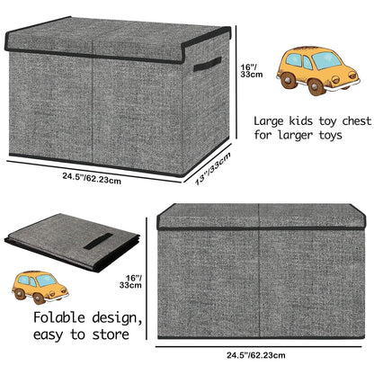 Large Foldable Toy Storage Box with Lid,Plush Toy Organizer Chest
