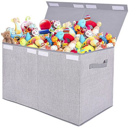 Large Foldable Toy Storage Box with Lid,Plush Toy Organizer Chest