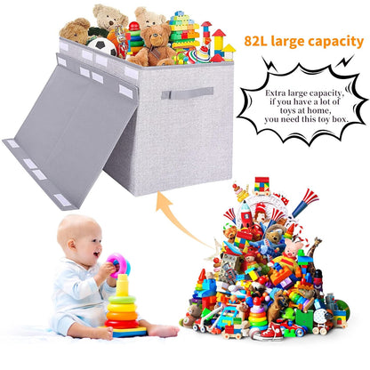 Large Foldable Toy Storage Box with Lid,Plush Toy Organizer Chest