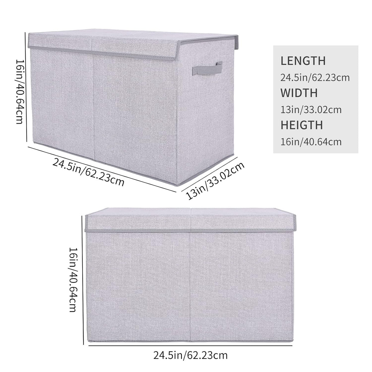 Large Foldable Toy Storage Box with Lid,Plush Toy Organizer Chest