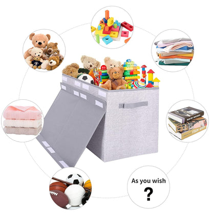 Large Foldable Toy Storage Box with Lid,Plush Toy Organizer Chest
