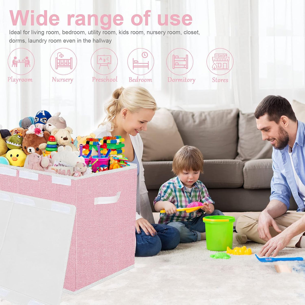 Large Foldable Toy Storage Box with Lid,Plush Toy Organizer Chest