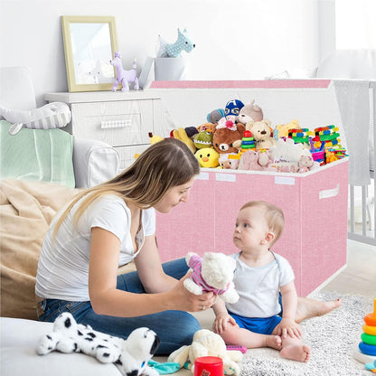 Large Foldable Toy Storage Box with Lid,Plush Toy Organizer Chest