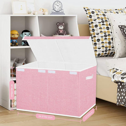 Large Foldable Toy Storage Box with Lid,Plush Toy Organizer Chest