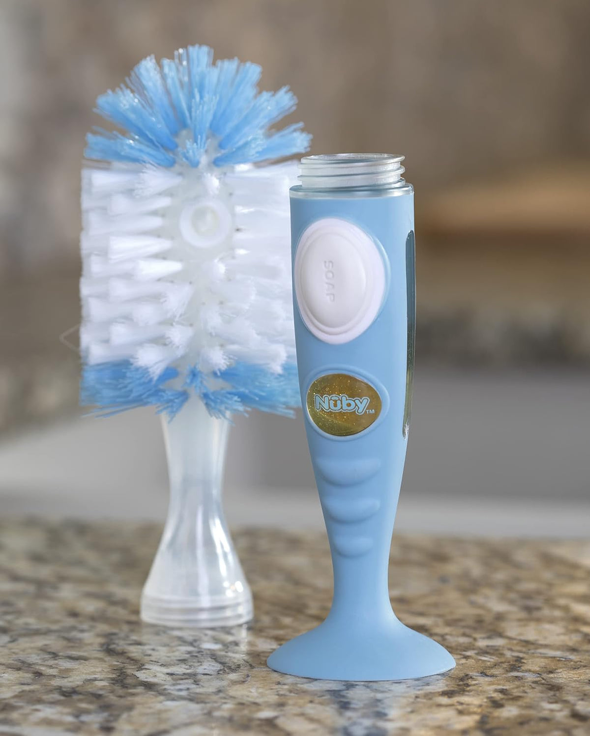 Nuby Easy Clean Dispensing Soft and Durable Bristle Bottle Brush - 2 inch