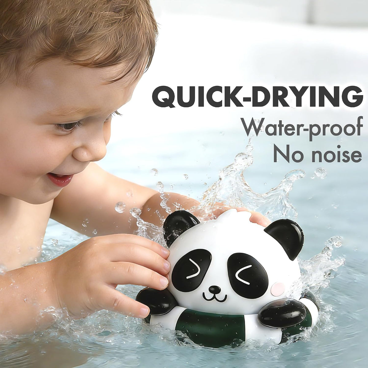 Baby Bath Rinse Cup with Panda Bath Toy for Rinsing Hair, Wide Curved Opening Gentle Waterfall Rinser with Easy Grip Handle to Toddler Tear-Free (32OZ)