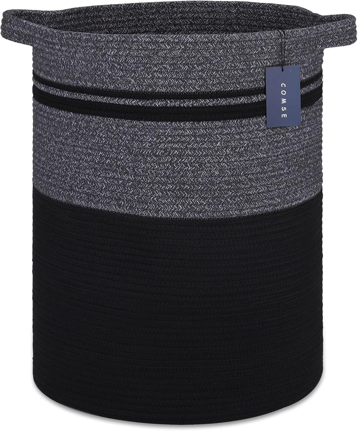 Tall Laundry Basket, Nursery Hamper, 72L, Navy Blue & White