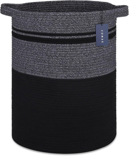 Tall Laundry Basket, Nursery Hamper, 72L, Navy Blue & White