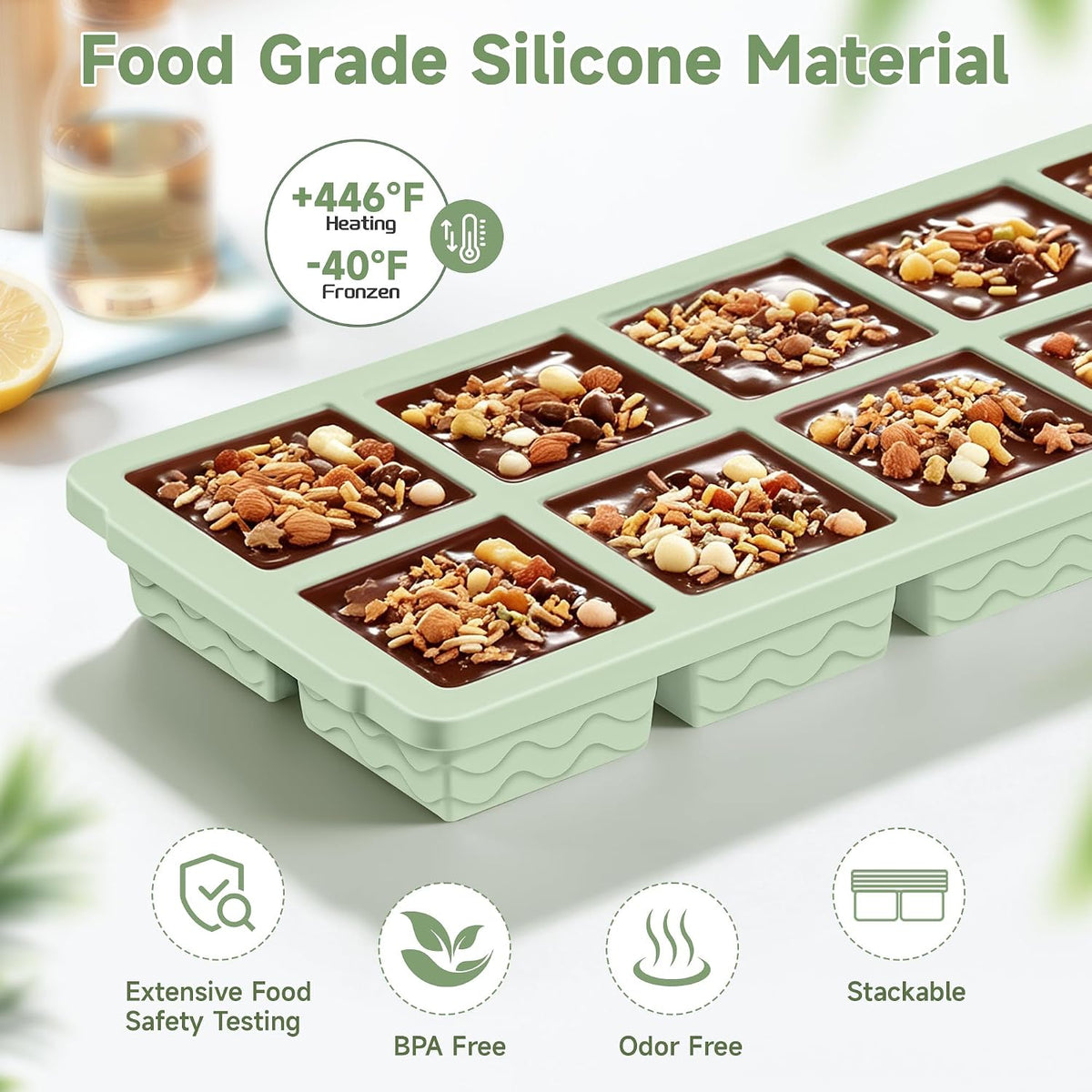 Silicone Freezer Trays with Lid (4-Pack), 1-Cup, 2-Cup, 1/2-Cup & 2-Tbsp Silicone Freezer Molds, Stackable Soup Freezer Meal Prep Containers,Ice Cube Tray for Making Sauce,Smoothies,Yogurt Bites