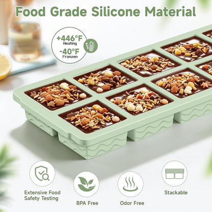 Silicone Freezer Trays with Lid (4-Pack), 1-Cup, 2-Cup, 1/2-Cup & 2-Tbsp Silicone Freezer Molds, Stackable Soup Freezer Meal Prep Containers,Ice Cube Tray for Making Sauce,Smoothies,Yogurt Bites