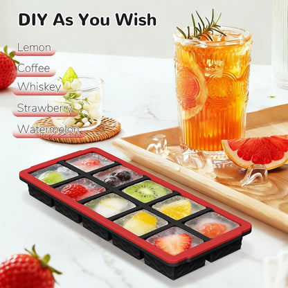 Silicone Freezer Trays with Lid (4-Pack), 1-Cup, 2-Cup, 1/2-Cup & 2-Tbsp Silicone Freezer Molds, Stackable Soup Freezer Meal Prep Containers,Ice Cube Tray for Making Sauce,Smoothies,Yogurt Bites