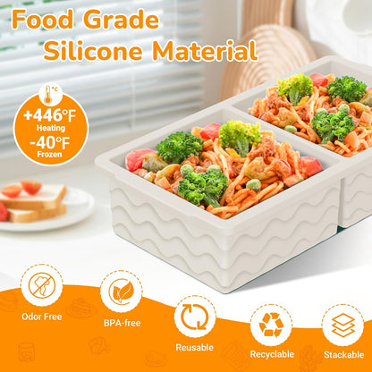 Silicone Freezer Trays with Lid (4-Pack), 1-Cup, 2-Cup, 1/2-Cup & 2-Tbsp Silicone Freezer Molds, Stackable Soup Freezer Meal Prep Containers,Ice Cube Tray for Making Sauce,Smoothies,Yogurt Bites