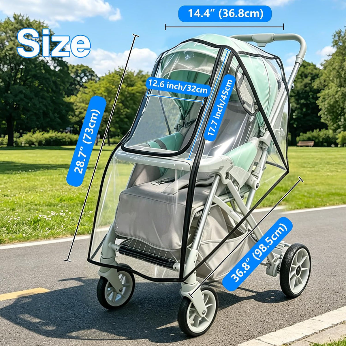 Stroller Rain Cover, Protector for Wind, Rain, Dust, Snow-Universal