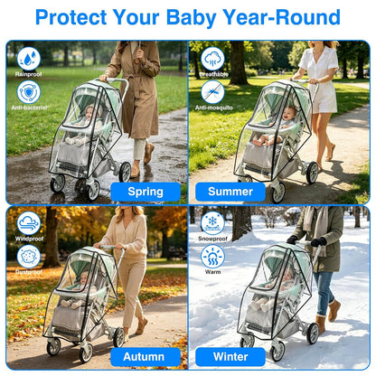 Stroller Rain Cover, Protector for Wind, Rain, Dust, Snow-Universal