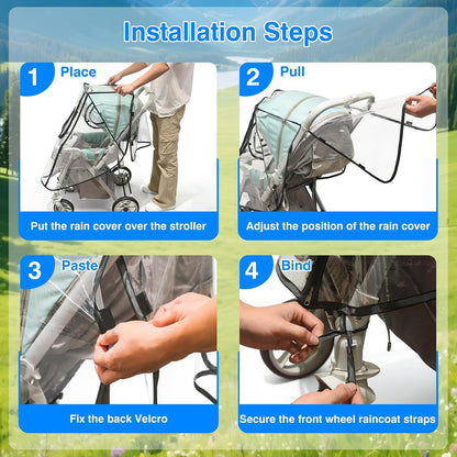 Stroller Rain Cover, Protector for Wind, Rain, Dust, Snow-Universal