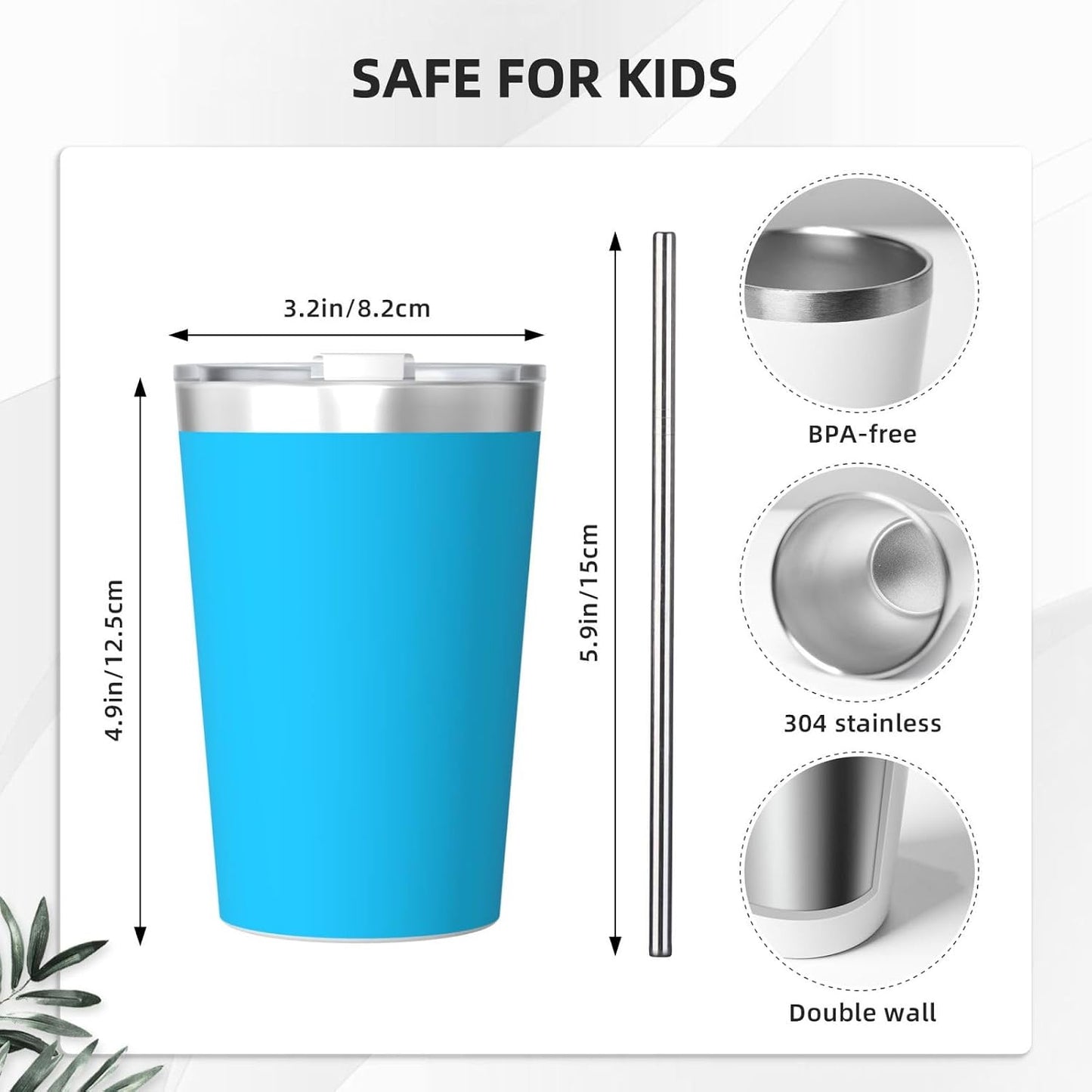 Solid Color Light Blue Insulated Straw Cup Ideal for Gym use or Carrying on The go