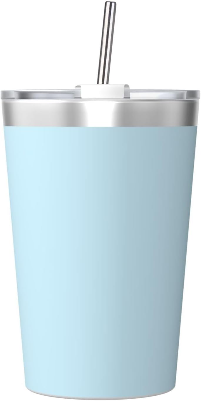 Solid Color Light Blue Insulated Straw Cup Ideal for Gym use or Carrying on The go