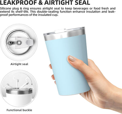Solid Color Light Blue Insulated Straw Cup Ideal for Gym use or Carrying on The go
