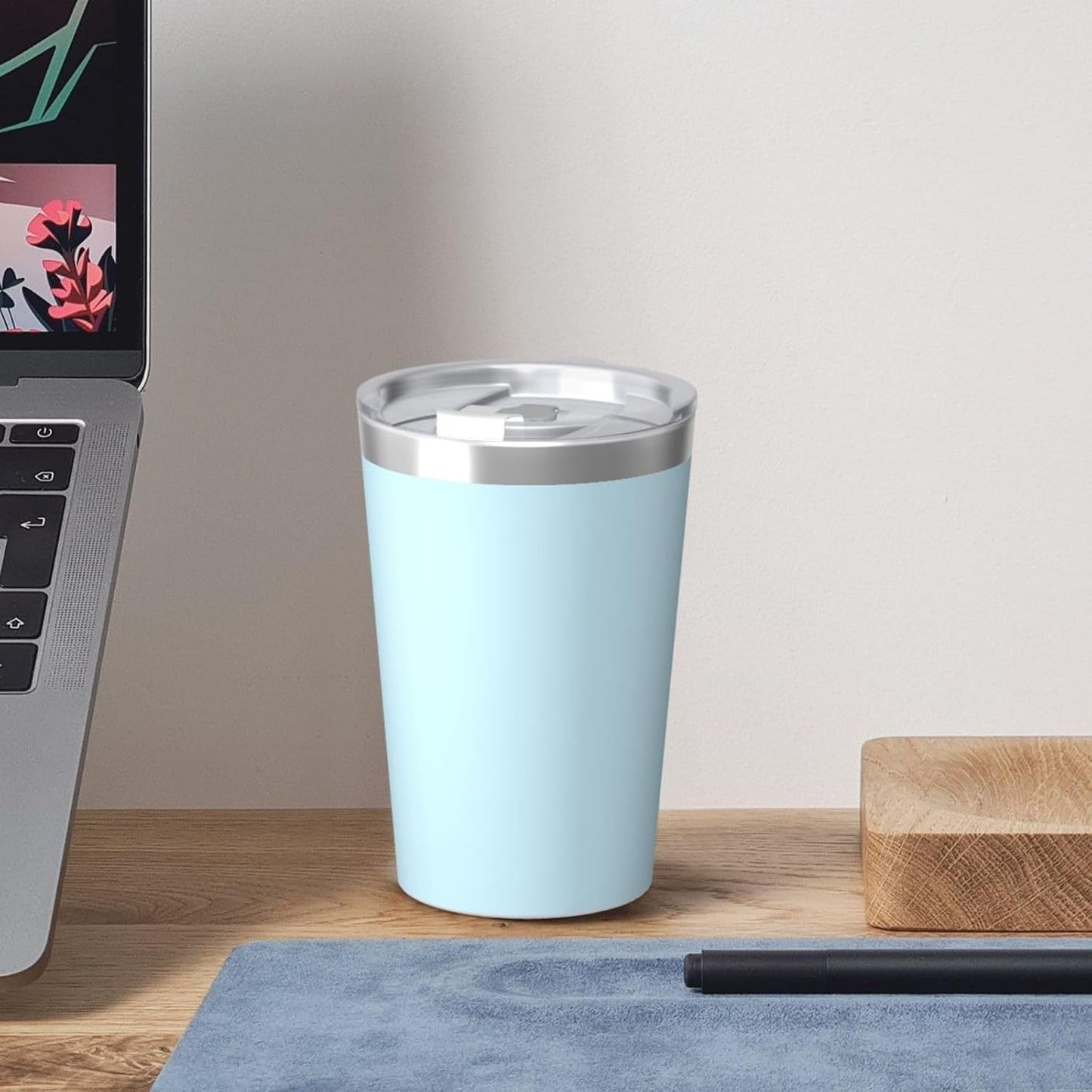 Solid Color Light Blue Insulated Straw Cup Ideal for Gym use or Carrying on The go