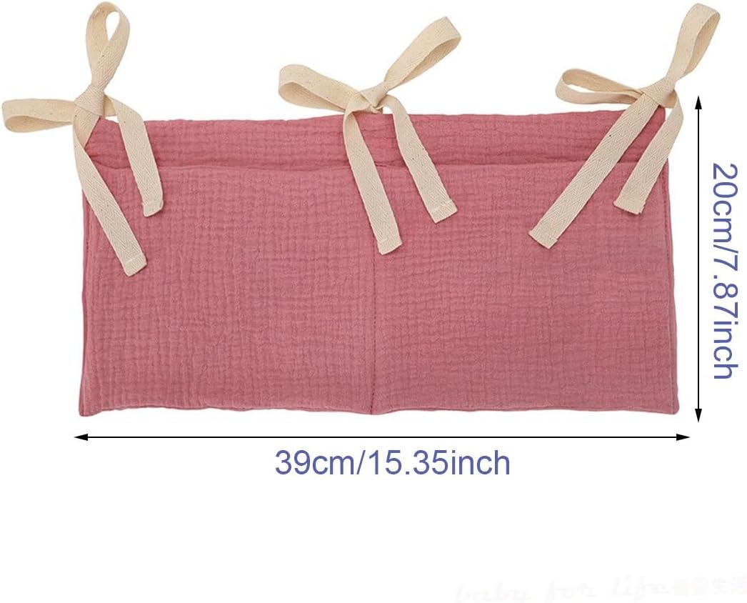 BedHead Hanging Bag Hanging Bag Miscellaneous Storage Bedside Table Storage Bag Iron Frame Bed Dormitory Supplies, 1Pcs(Pink)