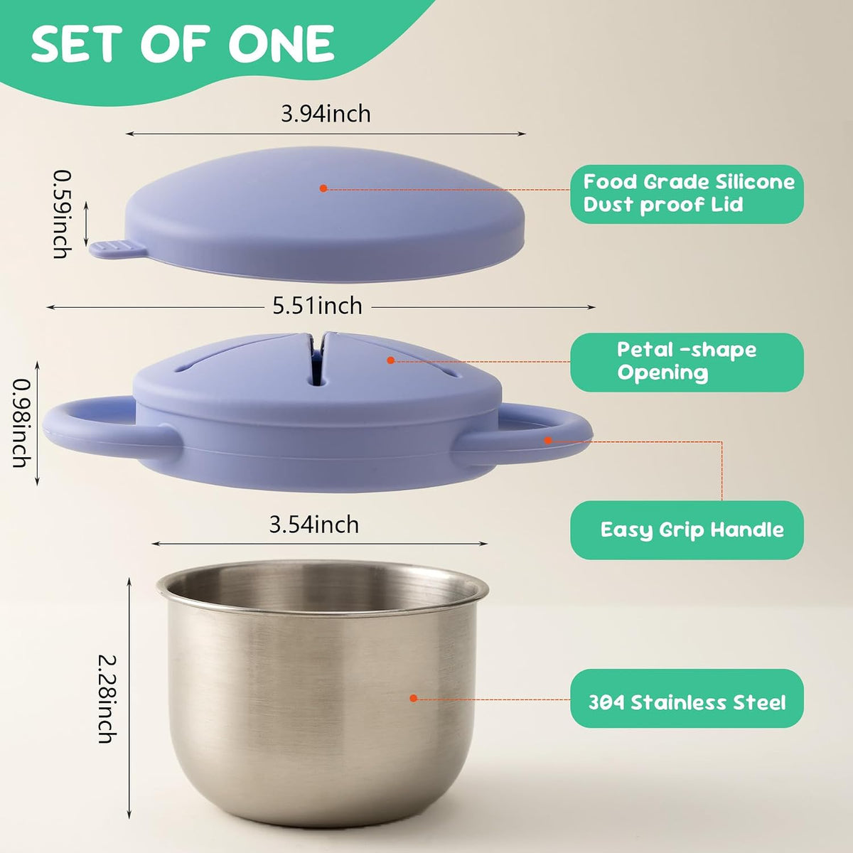 Bufilea 2 Pack Snack Containers for Toddlers, Stainless Steel Toddler Snack Cups with Silicone Food Catcher & Lids,Snack Cups for toddlers Spill Proof