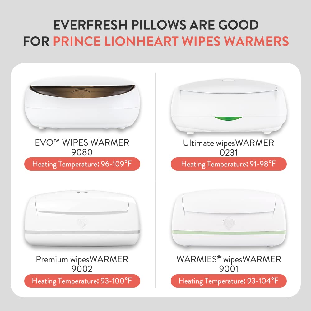 Ever-Fresh Wipe Warmer Pillowcase for Ultimate Baby Wipe Warmer, Pillowcase Prevents Discoloration in Baby Wipes - 1x Pillowcase & 3x EverFresh Replacement Pillows