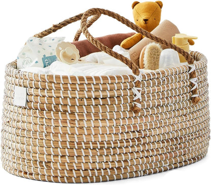 Premium Baby Diaper Caddy Organizer - Basket With Cotton Divider