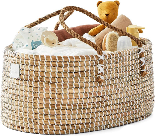 Premium Baby Diaper Caddy Organizer - Basket With Cotton Divider