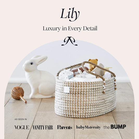Premium Baby Diaper Caddy Organizer - Basket With Cotton Divider