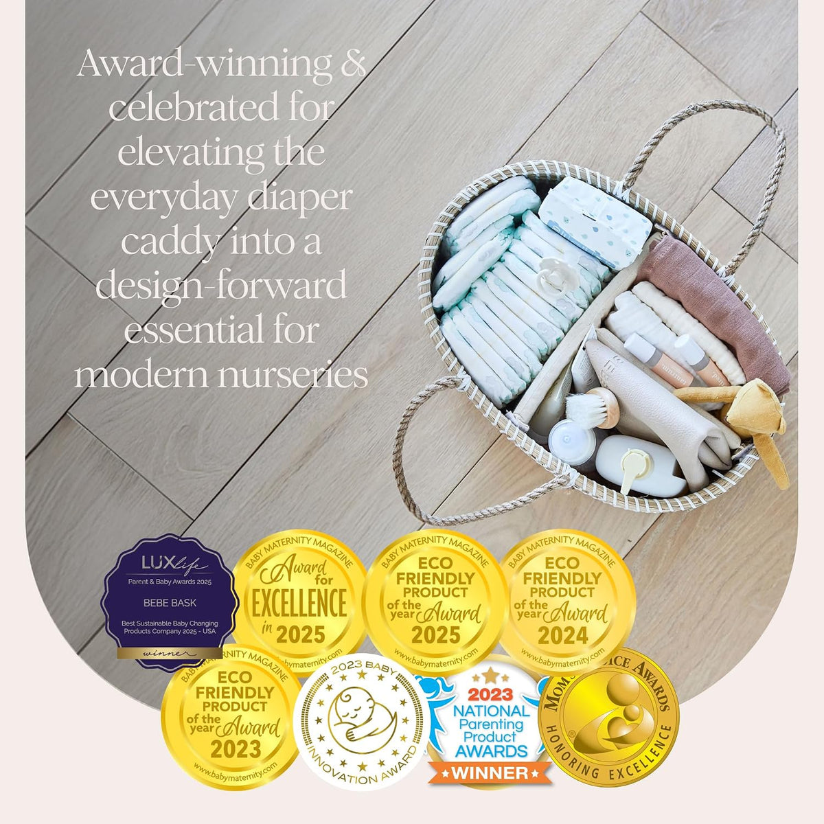 Premium Baby Diaper Caddy Organizer - Basket With Cotton Divider