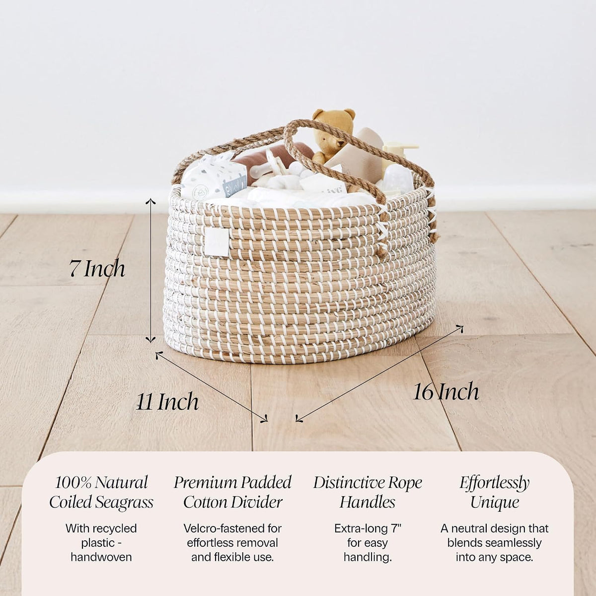 Premium Baby Diaper Caddy Organizer - Basket With Cotton Divider