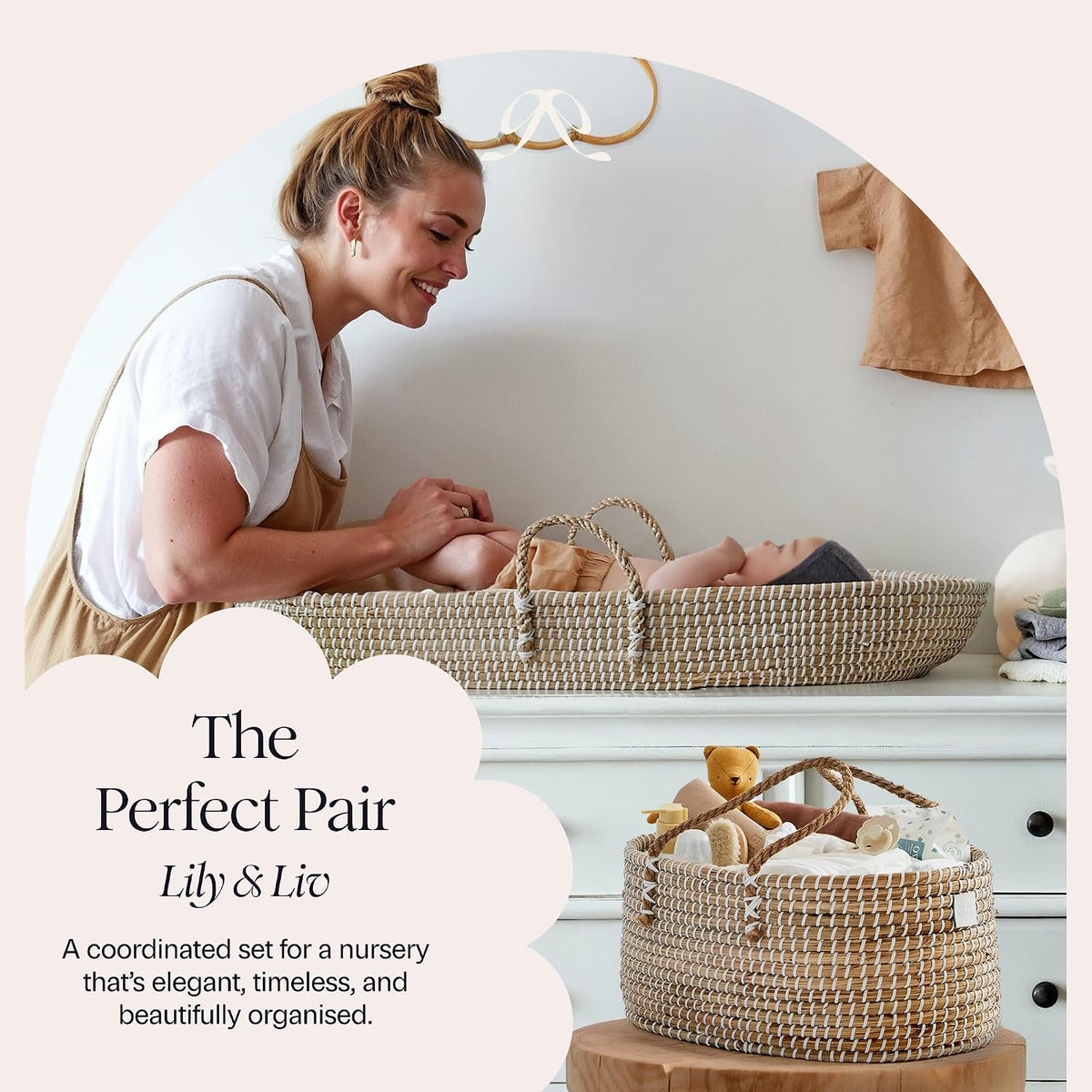 Premium Baby Diaper Caddy Organizer - Basket With Cotton Divider