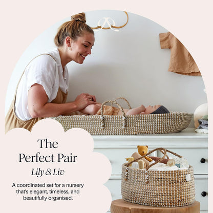 Premium Baby Diaper Caddy Organizer - Basket With Cotton Divider