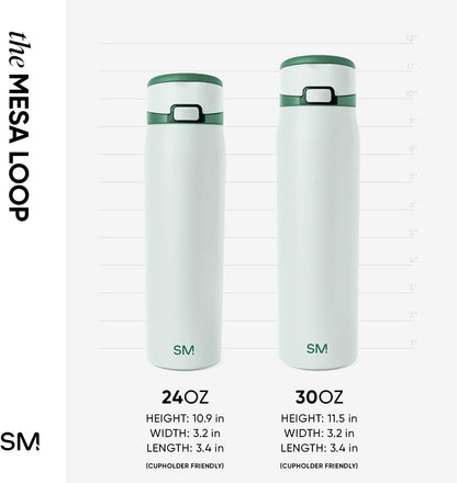 Water Bottle with Straw & Handle | 30oz | Blue | Mesa Loop Insulated Water Bottle for School, Sports, Travel | Leak Proof, Stainless Steel | Deep Dune - Colors B