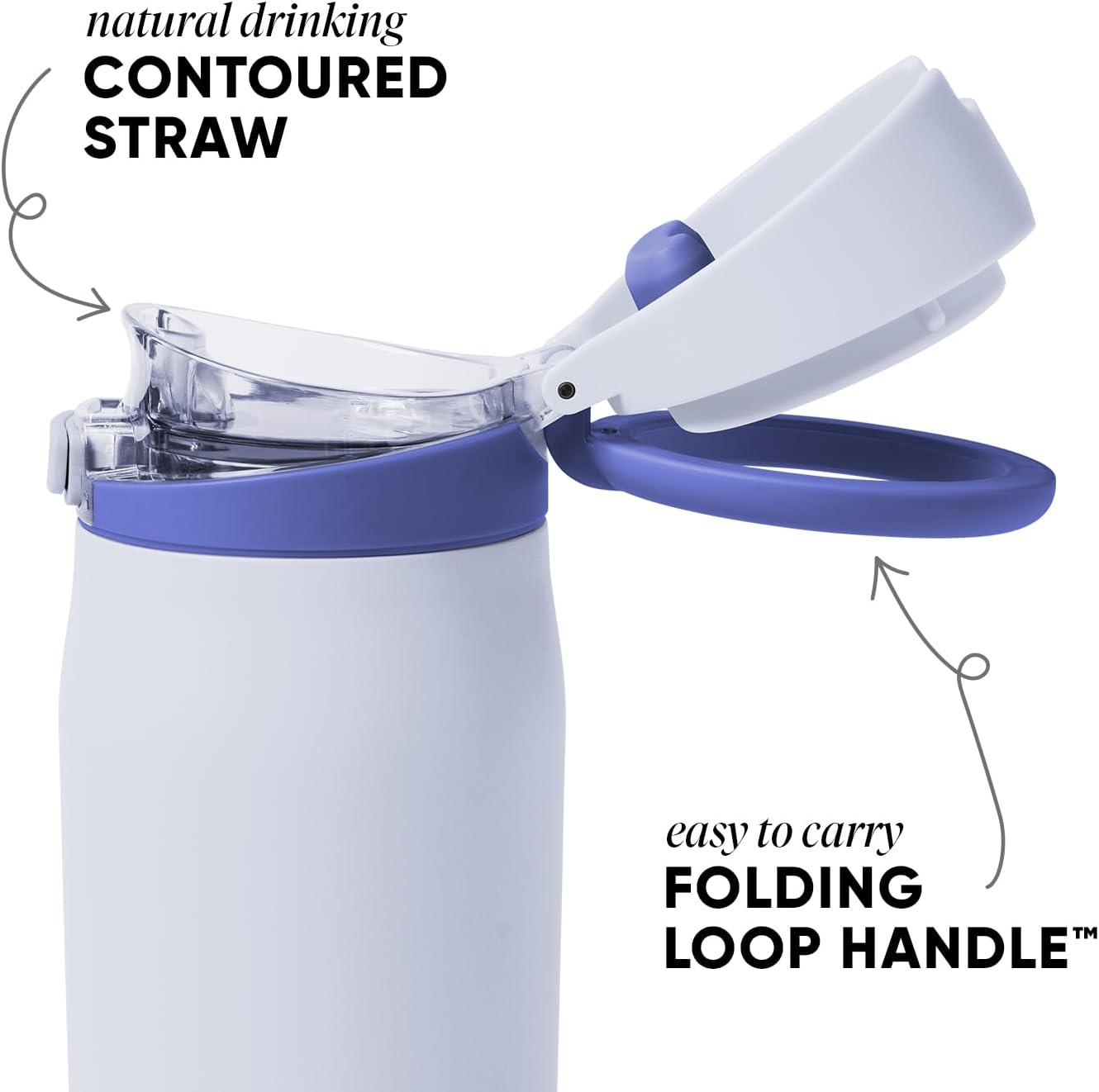 Water Bottle with Straw & Handle | 30oz | Blue | Mesa Loop Insulated Water Bottle for School, Sports, Travel | Leak Proof, Stainless Steel | Deep Dune - Colors B