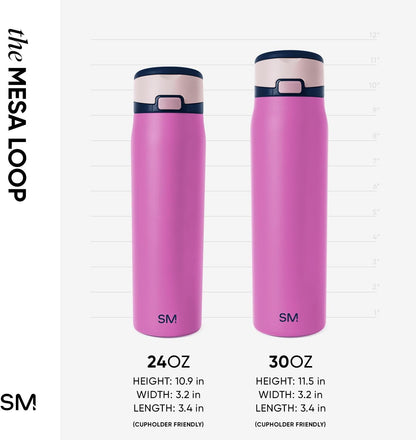 Water Bottle with Straw & Handle | 30oz | Blue | Mesa Loop Insulated Water Bottle for School, Sports, Travel | Leak Proof, Stainless Steel | Deep Dune - Colors B