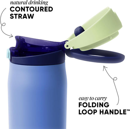 Water Bottle with Straw & Handle | 30oz | Blue | Mesa Loop Insulated Water Bottle for School, Sports, Travel | Leak Proof, Stainless Steel | Deep Dune - Colors B
