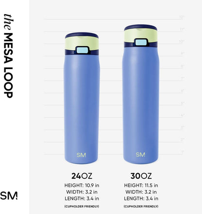 Water Bottle with Straw & Handle | 30oz | Blue | Mesa Loop Insulated Water Bottle for School, Sports, Travel | Leak Proof, Stainless Steel | Deep Dune - Colors B